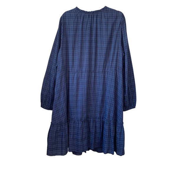 Frye and Co‎ Women's 2X Blue Plaid Tiered Button Front Long Sleeve Casual - Picture 2 of 10
